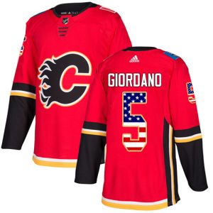 Kinder Calgary Flames Eishockey Trikot Mark Giordano #5 Authentic Rot USA Flag Fashion